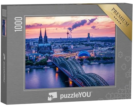 puzzleYOU: Puzzle 1000 Teile „Kölner Skyline bei Sonnenuntergang, Deutschland“ – aus der Puzzle-Kollektion Köln, Deutsche Städte