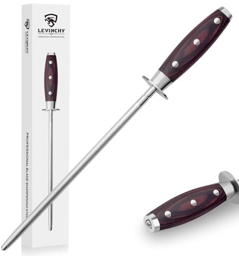 LEVINCHY 25,4 cm Honstahl mit Pakkawood-Griff, Messerschärfer, professioneller Messerschärfstahl