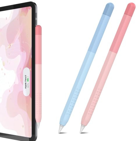 Delidigi Silikonhülle für Apple Pencil Pro & Apple Pencil 2. Generation | Weicher Silikon Griffbezug, Magnetisches Laden Kompatibel, Doppeltipp-Funktion Nutzbar, Farbverlauf Design