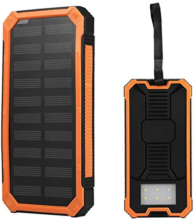 Solar Power Bank, 20000mAh Portable 2 Outputs Ports USB Quick Charge Solar, Wireless Power Bank Fast Charging Mobile Phone Charger with Flashlight for Camping, Hiking, Outdoor Trips (Orange)