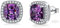 SNORSO Clous D'oreilles Argent Pour Femme Fille, Boucles d'oreilles Zircon Cubique Carré, Boucles d'oreilles Améthyste Pierre de Naissance Violet Fevrier, Cadeau Anniversaire Mariage pour Femme Fille