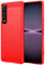 Folmecket Sony Xperia 1 IV Hülle, Karbonfaser, Kratzfest, stoßdämpfend, weiche TPU-Gummi-Schutzhülle für Sony Xperia 1 IV 6,5 Zoll, Rot