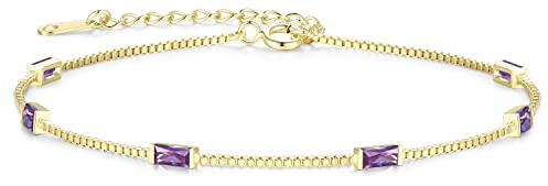LOUISA SECRET Gold Armband Damen 925 Sterling Silber 14k Vergoldet Zirkonia Armbänder Damen Verstellbar Armkette Valentinstag Muttertag Geburtstags Weihnachten Geschenk für Sie Frauen Freundin mama