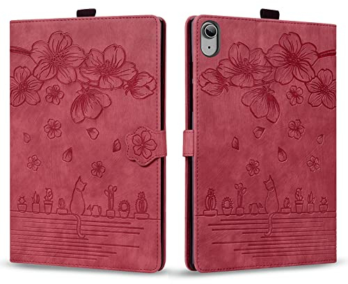 Rosbtib Custodia per ipad 10. Generation 2022 ipad 10,9 Case, PU Pelle Flip Cover con Magnetica Slot per schede Cover iPad 10 Generation 10,9 2022, Rosso