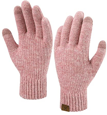 Femmes Hiver Chaud Gants Tactiles Thermique Tricoter Gants pour Temps Froid Cadeau, Rose, Taille unique