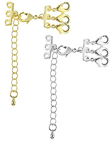 Gold Necklace Layering Clasps, Multi Strands Tube Lock Necklaces Clasps Separator, 14K Goldplated Necklace Bracelet Layering Clasps