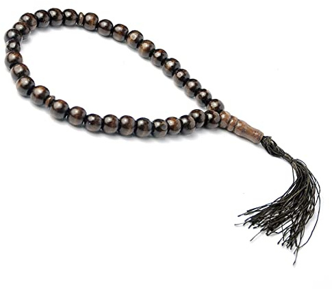 8 mm Holzperlen, Rosenkranz, 33 Rosenkranz-Perlen, islamische Gebets-Perlen, Tasbih-Gebets-Perlen, religiöser Schmuck, Geschenk, Einheitsgröße, Zink Acryl, Kein Edelstein