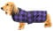 Geyecete Wasserdichter Hundemantel für Dackel, Hundejacke Winter Mit Warmem Fleecefutter, Verstellbare Outdoor Hundebekleidung für Miniatur Dackel - Kariert Lila - XS