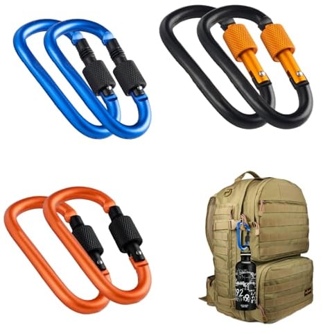NPQ 6pcs Heavy Duty Carabiner,Aluminum Carabiner Keychain Clip for Camping Hiking Travel Fishing Backpacking for Dog Leashes Water Bottles Ropes Lightweight & Strong Carabiners