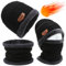 Atuoxing Ensemble Bonnet Homme et Écharpe Unisexe avec Cache Cou, Chapeaux Tricoté et Tour de Cou Doublé Polaire pour Hiver (FR/ES, Alpha/Lettres, L, Noir)