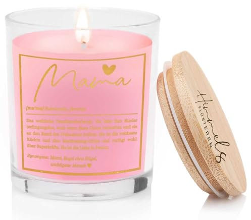 Himmelsflüsterer - Duftkerze im Glas - Mama Geschenk | rosa | Rosen Duft | Handgemacht | 100% Sojawachs | 200 g Wachs | bis zu 50h lange Brenndauer | Geschenke für Mama Geburtstag