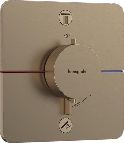 hansgrohe ShowerSelect Comfort Q - Thermostat Unterputz, Armatur mit Sicherheitssperre (SafetyStop) bei 40° C, Thermostat, Mischbatterie für 2 Verbraucher, Brushed Bronze