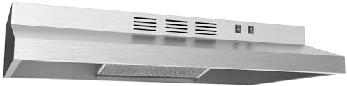 Midea MVU30W2AST Rango de ventilación de 30 pulgadas bajo el gabinete sin conductos convertible con acero inoxidable duradero, campana de cocina con 2 filtros reutilizables, ventilador de escape de