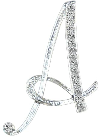 Broche en cristal strass avec lettre initiale pour femmes et hommes, couleur argent, Badge d'étiquette de l'alphabet anglais, bijoux unisexe, cadeau