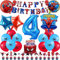 Spider Luftballon Geburtstag Deko 4 Jahre Jungen- Spider Girlande Geburtstagsdeko 4 Jahr Spider Ballon Deko 4. Geburtstag Folienballons Happy Birthday Banner Tortendeko für Kindergeburtstag Party Deko