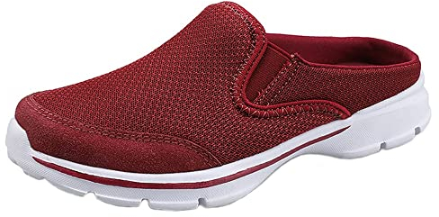 Sisttke Hausschuhe Damen Clogs Herren Slip On Pantoffeln Sommer Outdoor Atmungsaktiv Bequeme Gartenschuhe rutschfest Schlupfschuhe Slipper,Rot-HH,38 EU