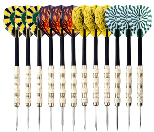 14 Gramm Steeldarts Profi,12 Stück Dartpfeile Metallspitze,Dartpfeile Steeldart, Dartpfeile Profi,Steeldart Pfeile,Metallspitze Darts,Mehrzweck-Dartwerkzeug Für Anfänger Und Hobbyisten