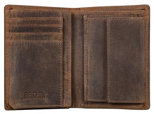 Benthill Herren Ledergeldbörse - Geldbeutel mit RFID-Schutz - Slim Portemonnaie für Herren - Echtem Vintage Leder, Farbe:Dark Brown (H)
