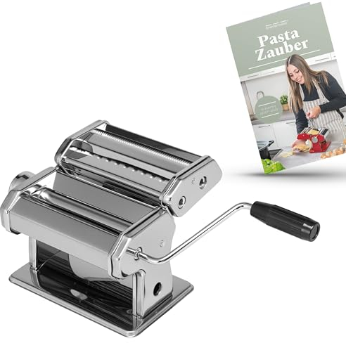 bremermann Nudelmaschine Edelstahl - für Spaghetti, Pasta und Lasagne (7 Stufen), Pastamaschine, Pastamaker (Edelstahl mit Rezeptheft)
