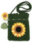 oukesin Borsa per telefono lavorata a maglia all'uncinetto con fiori di girasole per le donne, Verde scuro