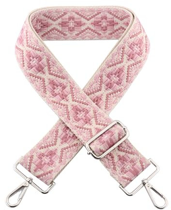 Amexo Verstellbar Taschengurt Breit, 3,8 cm Breite Tasche Schulterriemen Schultergurt Damen Tragegurt Schulterriemen mit Karabiner für Damen Herren Bauchtasche, 72-130 cm Verstellbarer (Rosa)