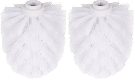 Lot de 2 têtes de rechange universelles pour brosse WC avec poils rigides durables - Outil de nettoyage pour la salle de bain à la maison ou à l'hôtel - 8 x 9,5 cm - Blanc