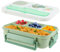 Dzmuero Fiambrera Infantil, Bento Box, 1300ml Lunch Box con Compartimentos, Cubiertos y Recipiente para Salsa, Prueba de Fugas, Fiambrera Apta para Microondas (Verde)