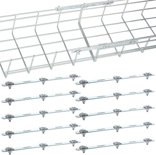 MorningRo Kabelrinnen-Verstärkungsstangen-Set, Drahtgeflecht, Kabelrinnen-Verstärkungsstangen-Set, verzinkter Stahl, Spleißverbindungs-Hardware für Netzwerk, Glasfaser, Verkabelungszubehör, Silber