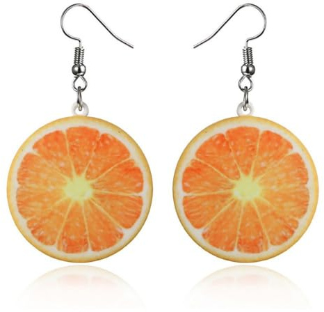 RVYEIOP 1 Paar Frucht-Ohrringe, niedliche Frucht-Ohrringe, orangefarbene Tropfen-Ohrringe für Frauen.