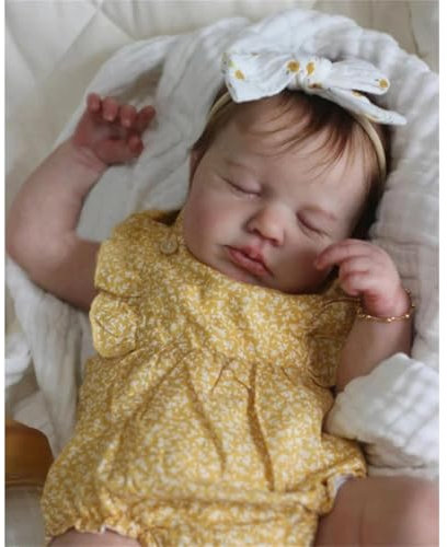 Anano Bambole Reborn Maschio Occhi Aperti 45cm Bambole Neonato Realborn Che Sembrano Vere Prematura Bambolotto Reborn Realistica Maschio Silicone Realistico Cuddle Baby Doll (Bambola Femmina)