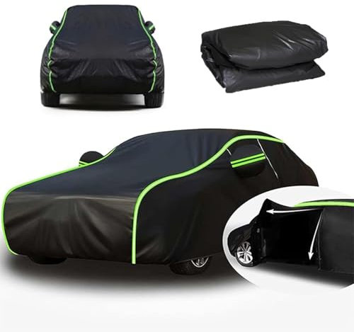 Autoabdeckung Wasserdicht für Peugeot 208 EV 2021-2025,Allwetterschutz Staubdicht Winddicht Schneedicht UV-Schutz Vollgarage Autoplane Mit Reißverschlusstür