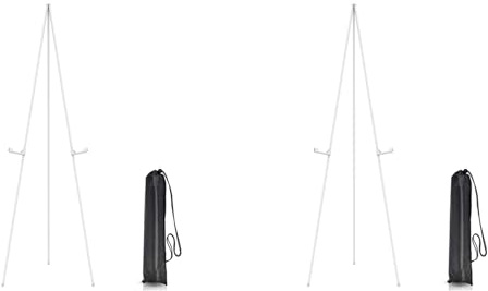 Rersduyt 2X White Easel Stand for Display Wedding Sign & Poster-63InTall Easels for Display Holder-Collapsable Poster Easel