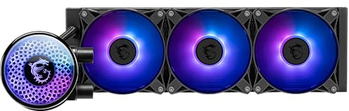 MSI MAG Coreliquid A12 360 - AIO ARGB - Enfriador líquido de CPU - Radiador de 360 mm - LGA 1700 Ready - Doble rodamiento de bola de 120 mm ARGB PWM ventiladores x3, cabezal de bloqueo giratorio, LGA