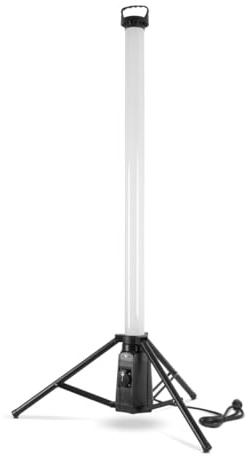 STAHLWERK LED-Turmstrahler TBS-100 ST – 360° Baustrahler mit 100 Watt Bauleuchte mit 7.500 Lumen, IP44, 5.000 K Tageslichtfarbe, 360° Baustrahler mit 230 Volt Zusatzsteckdose