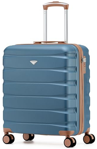 Flight Knight Lightweight Travel Suitcase 56x45x25cm | Hard Shell Carry On Luggage with Aluminum Telescopic Handle, 8 Wheel & TSA Lock | Approved for British Airways, Jet2 & EasyJet Overhead Bag