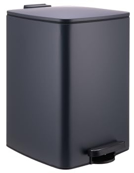 Relaxdays Mülleimer Küche, 20 l, Absenkautomatik, dunkelgrau | entnehmbarer Inneneimer, mattes Metall, eckiger Treteimer