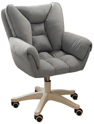 PLASMOVO Drehstuhl for Home Office und Schminken - Höhenverstellbarer Drehsessel mit Stoffbezug in Grau Rosa oder Weiß 52 cm Breite(Gray)