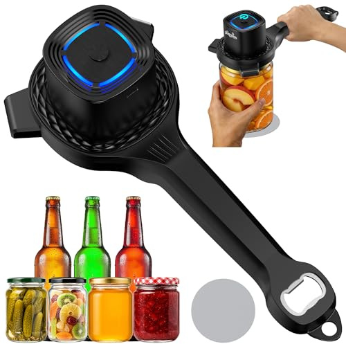 Electric Jar Opener, 2-in-1 Bottle Openers for Arthritic Hands, Black | Auto-Tighten & Manual Twist Bottle and Jar Opener for Elderly, Weak Hands, Seniors,Kids,Kitchen Gadget Gift