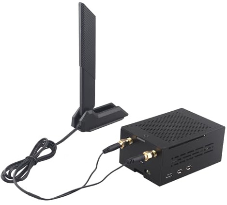 ZDE ZP590C PCIe to M.2 E Key HAT Magnetic Base Antenna WiFi7 HAT with Case | WiFi 7 6 6E 5 Adapter Board, for Raspberry Pi 5, with Aluminum Alloy Case ZC501, Support Google TPU BE200 AX210 MT7922 AX200