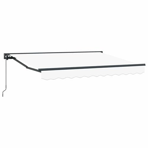 vidaXL Manuell einziehbare Markise Weiß 3 x 2 m, Garten und Terrasse, rechteckige, Moderne, ausziehbare Markise, Perfekter Sonnenschutz, platzsparend, Polyesterstoff