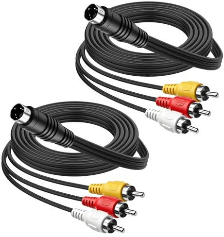 XMSJSIY S-Video zu AV RCA Verlängerungskabel - 2PCS 1.5M / 4,92 Fuß | 4 Pin Mini DIN S-Video (SVHS) Stecker zu 3 RCA Stecker RGB Composite Video Kabel für DVD CD Player TV Monitor VCR PC Laptop