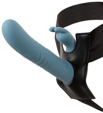 You2Toys Strap-On Set für Paare: verstellbarer Umschnallstring/Harness + Rabbit-Stoßvibrator mit 3 leisen Motoren, 7 Modi, Auto-Stoß, Fernbedienung 8 m, USB, Silikon, Bunny-Kitzel, wiederaufladbar