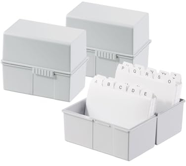HAN Karteibox DIN A8 quer – innovatives, attraktives Design für 200 Karteikarten mit Stahlscharnier und Schnappverschluss, mit A-Z Register, lichtgrau, 978-11, 6 STÜCK