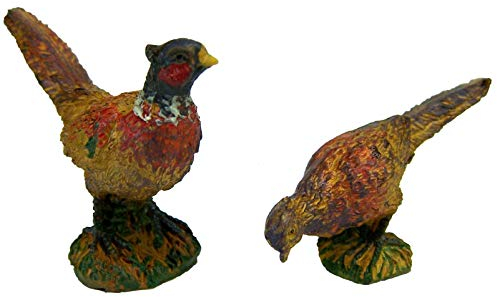 Dekoprojekt Fasane aus Polyresin, handbemalt. 2 Tlg. Krippenfiguren. Krippentiere 3-4cm hoch