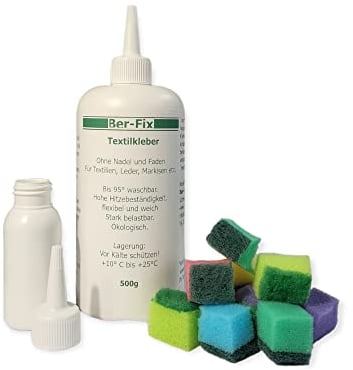 Ber-Fix 500 g Textilkleber waschmaschinenfest transparent für alle Naturfasern Stoffkleber Textilkleber wasserfest weich soft elastisch flexibel Textilkleber für Stoffe Kleben statt Nähen