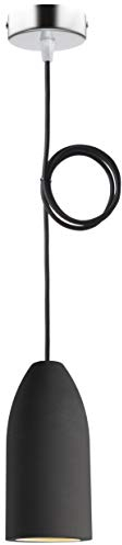 Buchenbusch urban design Betonlampe dark edition 7,5 x 16 cm, Deckenlampe einflammig, LED Pendelleuchte mit Textilkabel Schwarz, Hängelampe Esstisch Küche Wohnzimmer, Baldachin chrom