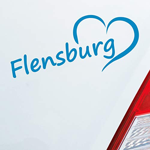 Hellweg Druckerei Auto Aufkleber Flensburg Herz Stadt City Liebe Love 18,5x8 cm