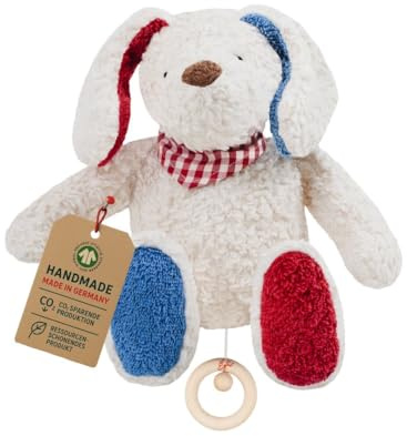 Efie Bio - Spieluhr Hund, kontrolliert biologischer Anbau (Organic), Made in Germany, GOTS Zertifiziert, nachhaltig, Melodie (Weißt du wie viele Sternlein Stehen)
