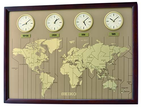 Seiko Orologio da Parete in Legno, Marrone, 44,3 x 60 x 5,5 cm