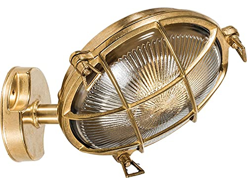 Licht-Erlebnisse Premium Außenwandleuchte Messing Glas IP64 rostfrei robust Maritime Lampe außen Haustür Balkon
